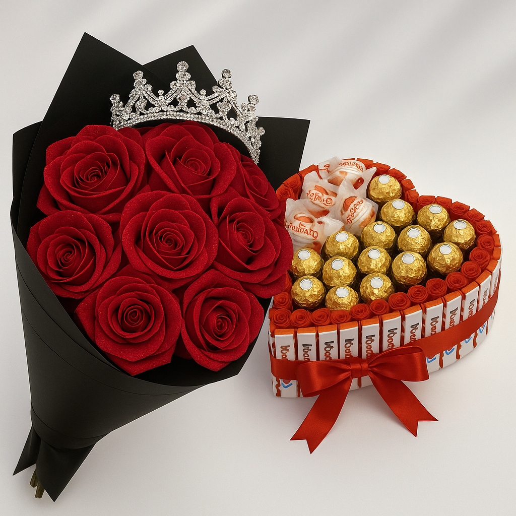 20 roses + Box Chocolat XL + Livraison express