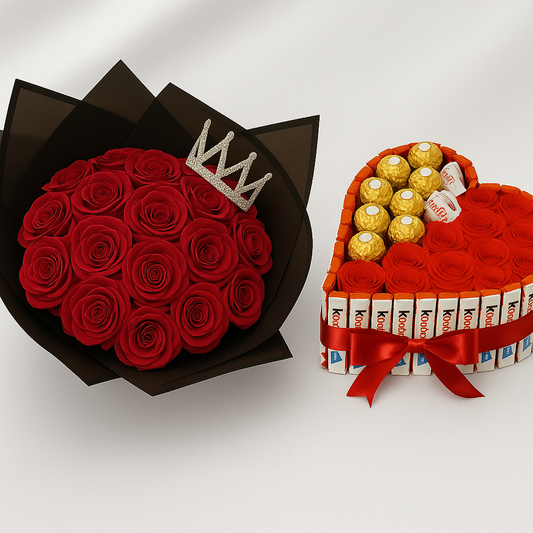 80 roses + Box Chocolat XL + Livraison Express